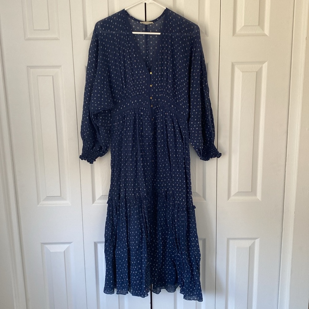 Ulla Johnson Navy Cotton Dress with Buttons